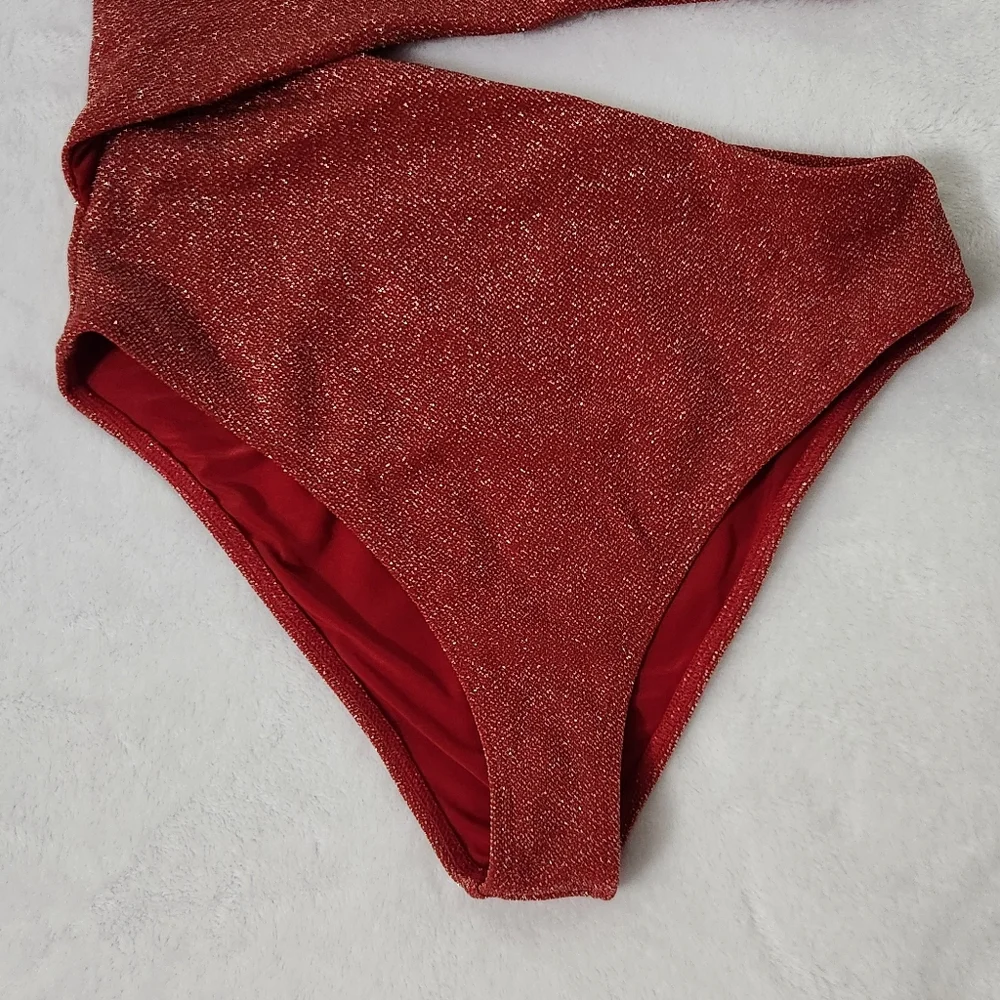 New!Beach Riot Red Metallic Celine One Piece Swimsuit‎